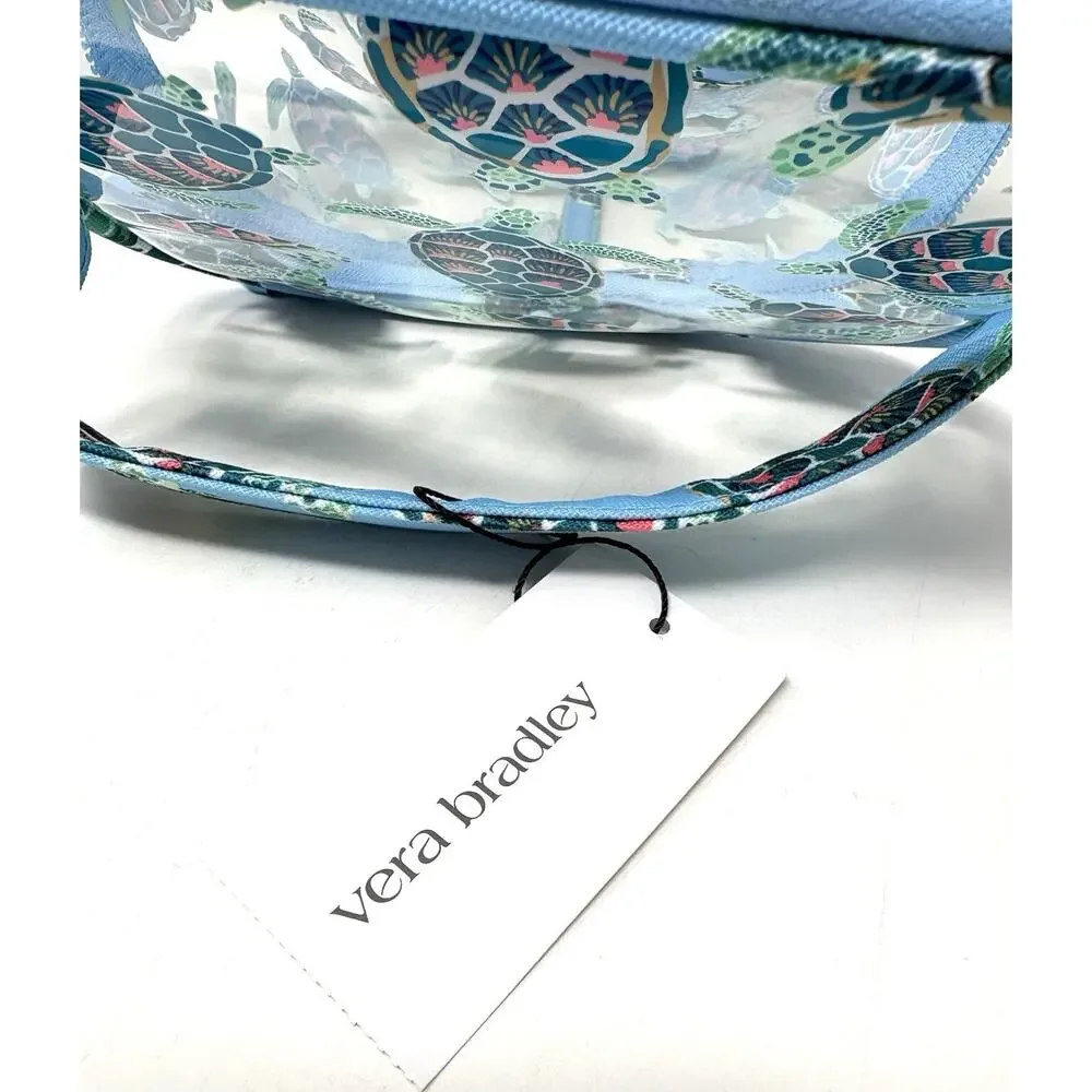 Vera Bradley Turtles Coral Clear Lotion Cosmetic Bag Shampoo See Through NWT